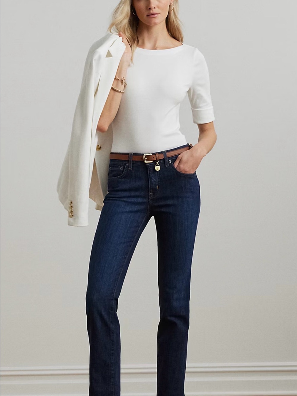 Lauren Ralph Lauren Mid-Rise Straight-Leg Jeans in Deep Royal